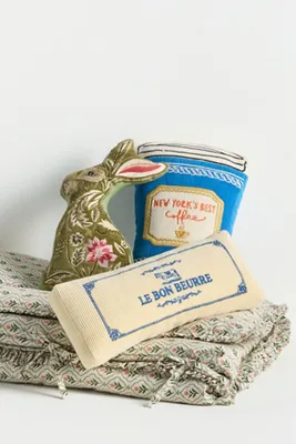 Market Cotton Applique Icon Pillow - Blue by Anthropologie, alternate view