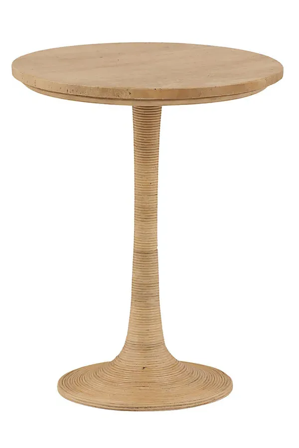 Martine Round Side Table - Beige, Travertine by Anthropologie