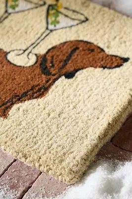 Martini Dachshund Printed Coir Doormat - Brown product