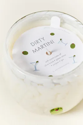 Martini Spring Icon Dirty Martini Glass Candle - Green, Cotton product