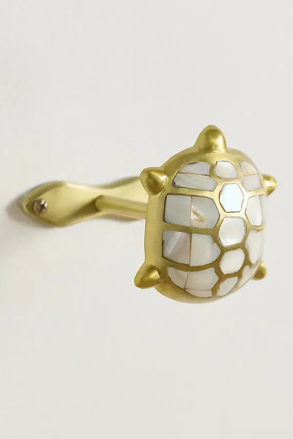 Mata Turtle Mother of Pearl Curtain Holdback - White alternate view