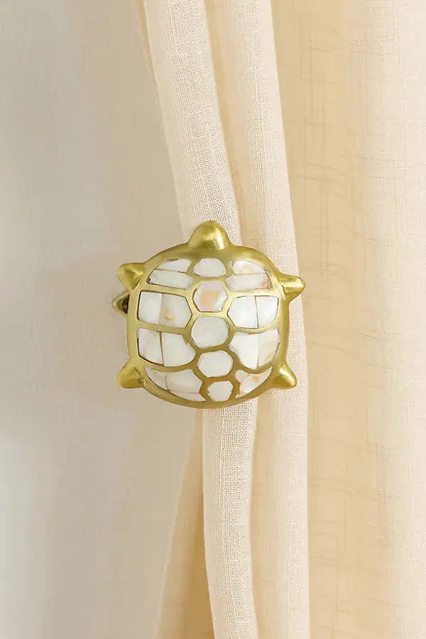 Mata Turtle Mother of Pearl Curtain Holdback - White product