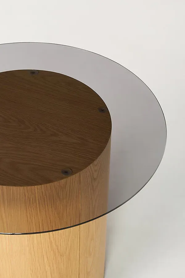 Matcha Round Side Table - Oak Veneer, Glass product