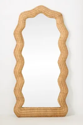 Maxine Rattan Scalloped Floor Mirror - Brown product