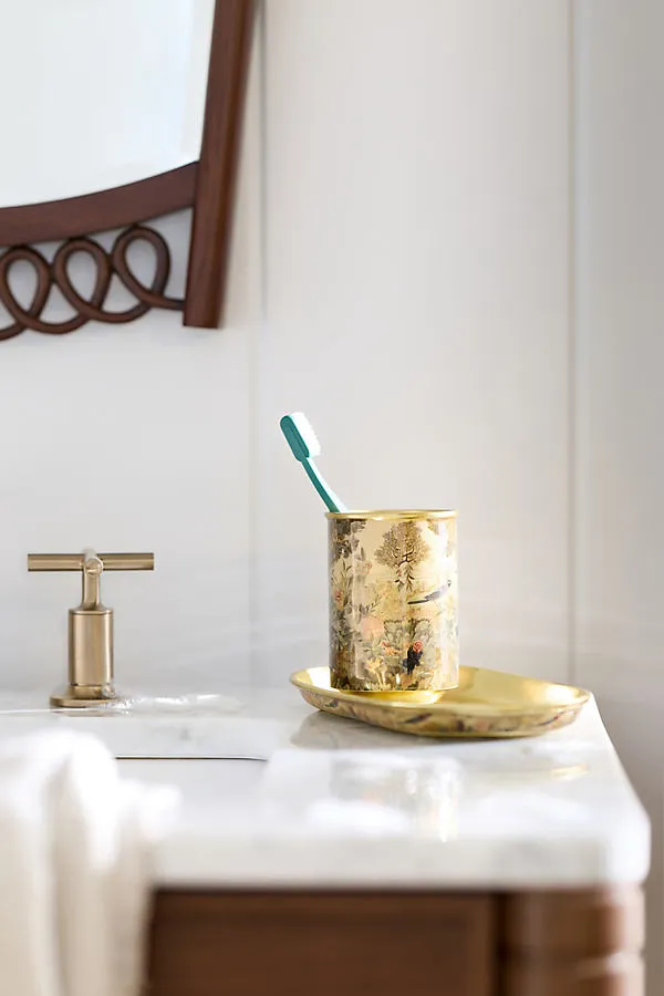 Mckay Patterned Bath Tumbler - Brown, Enamel Steel by Anthropologie