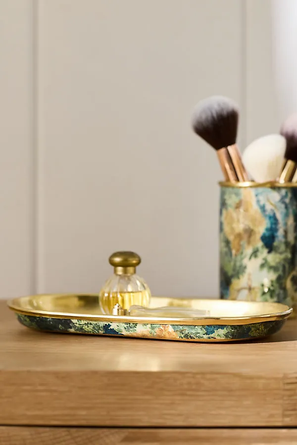 Mckay Patterned Metal Bath Tray - Green, Stainless Steel by Anthropologie