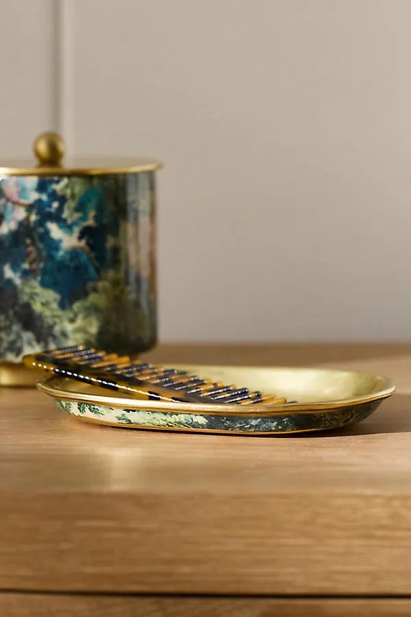 Mckay Patterned Soap Dish - Green, Stainless Steel by Anthropologie