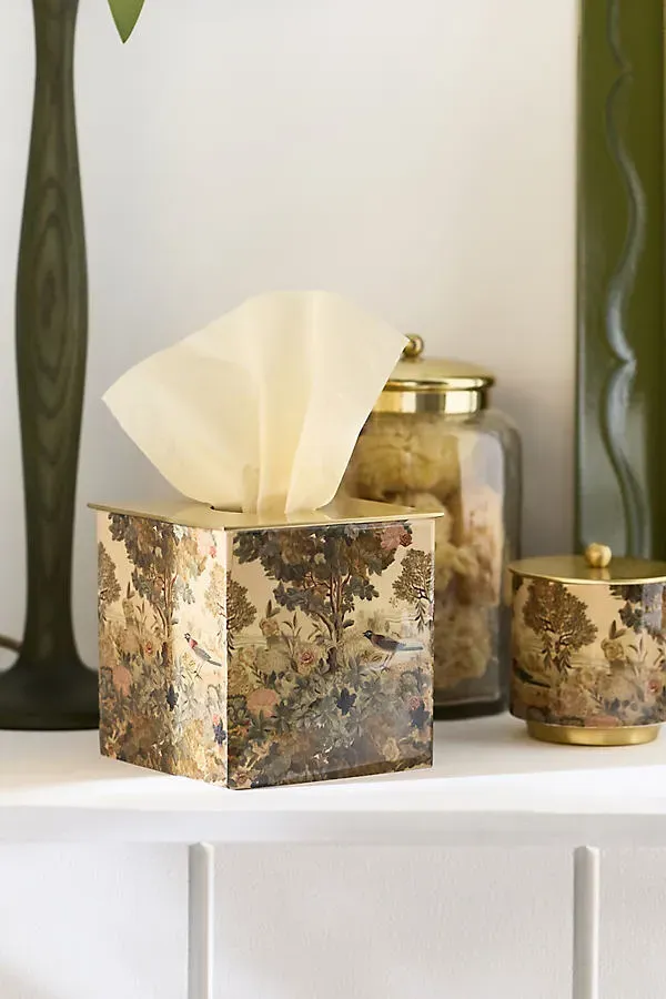 Mckay Patterned Tissue Box Cover - Brown, Stainless Steel by Anthropologie