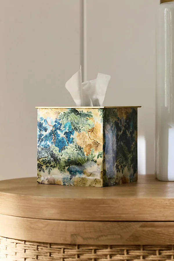Mckay Patterned Tissue Box Cover - Green, Stainless Steel by Anthropologie
