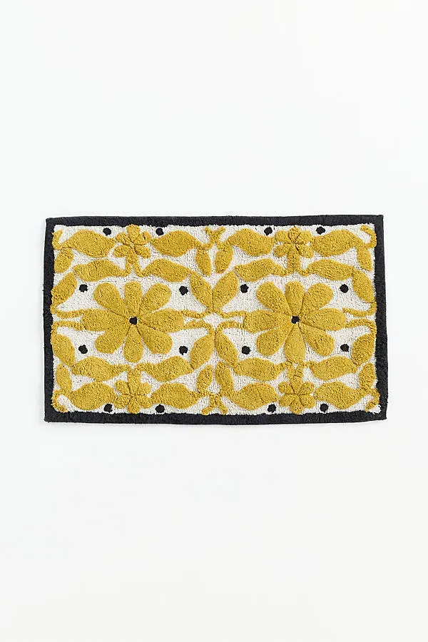 McKenzie Parrott Floral Bath Mat - Yellow, Cotton product