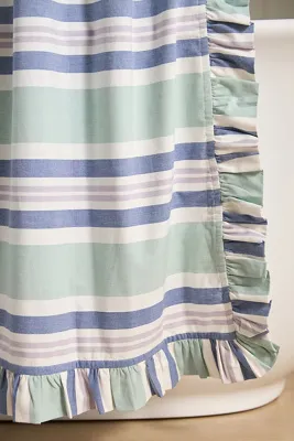 Mele Striped Ruffled Shower Curtain - Cotton product