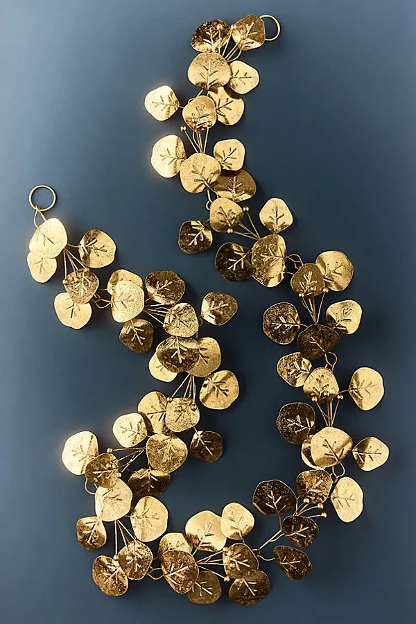 Metal Eucalyptus Garland - Gold by Anthropologie
