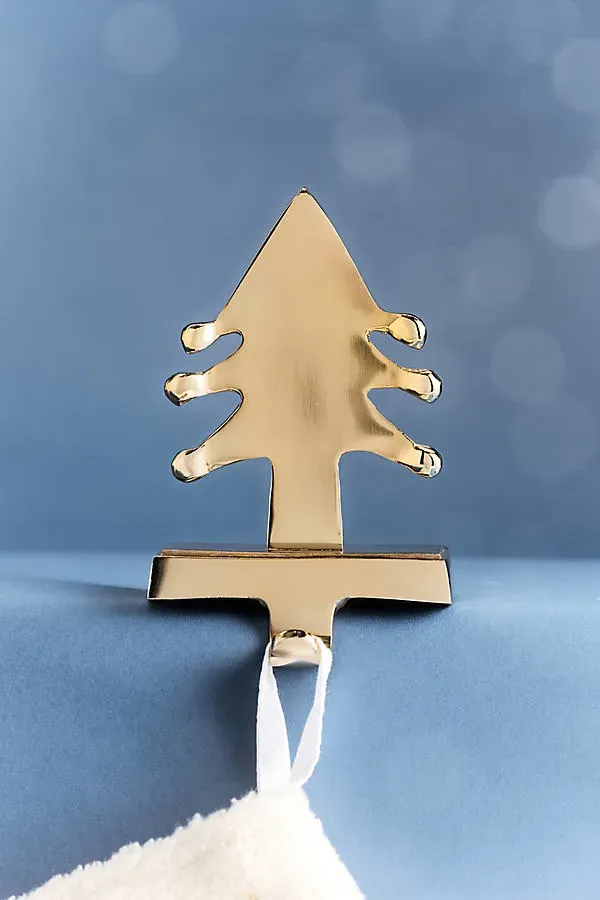 Metal Tree Stocking Holder - Gold by Anthropologie
