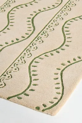 Michaela 2x3 Tufted Wave Rug - Green, Wool product