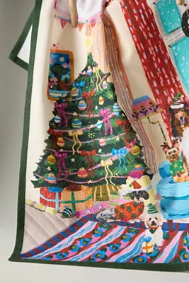 Millie Cotton Illustrated Christmas Tea Towel by Anthropologie, image 2