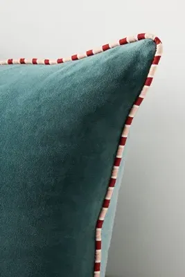 Milo Velvet Pillow - Blue, Cotton by Anthropologie, alternate view