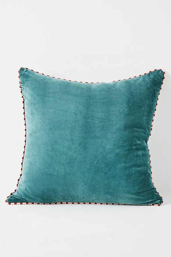 Milo Velvet Pillow - Blue, Cotton by Anthropologie