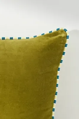 Milo Velvet Pillow - Green, Cotton by Anthropologie, alternate view