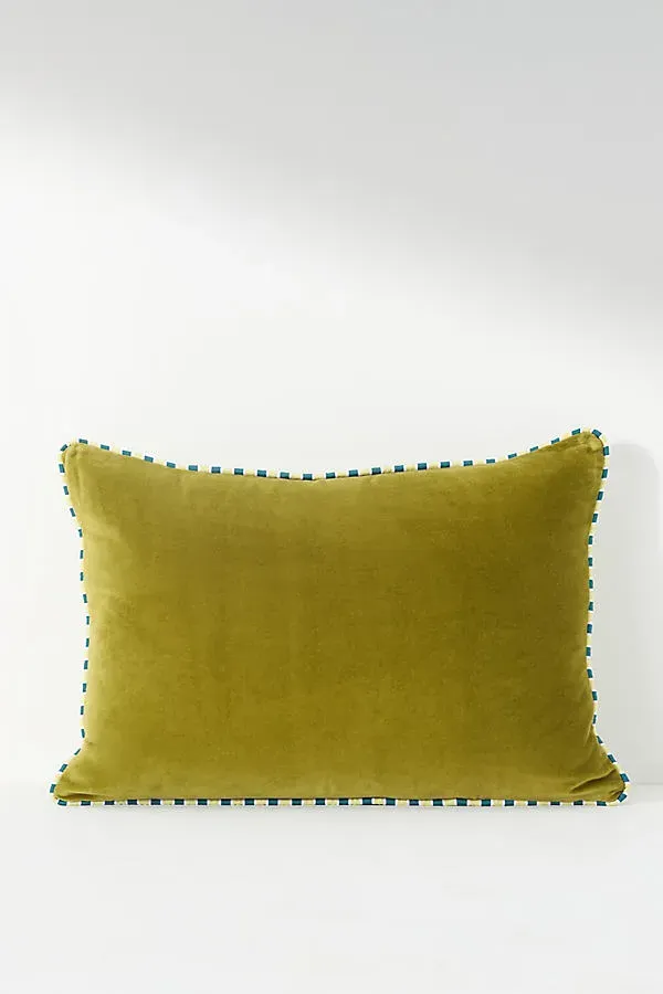 Milo Velvet Pillow - Green, Cotton by Anthropologie