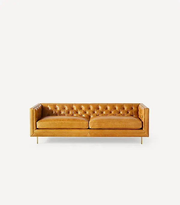 Mina 2-Seater Sofa - Beige, Leather by Anthropologie