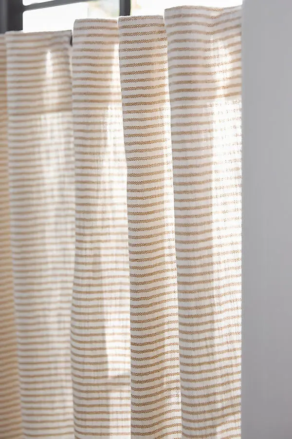 Mindra Striped Cotton Café Curtains Set of 2 - Beige product