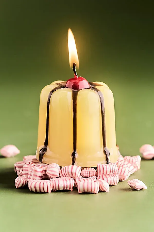 Mini Pudding Dessert Shaped Wax Candle - Yellow by Anthropologie