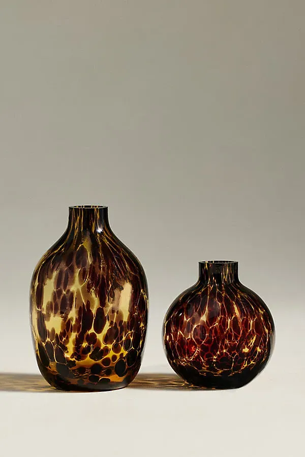 Mini Tortoise Bud Vases Set of 2 - Brown, Glass by Anthropologie, alternate view