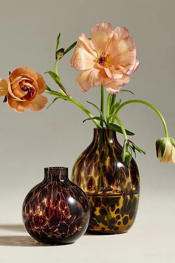 Mini Tortoise Bud Vases Set of 2 - Brown, Glass by Anthropologie