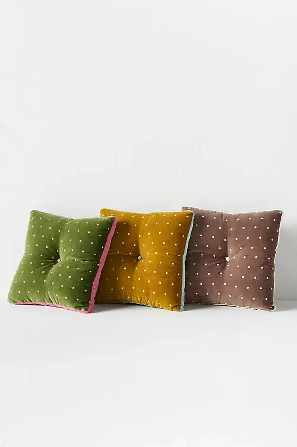 Trova Velvet Polka Dot Pillow - Brown, Cotton product