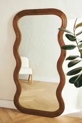 Mini Wiggle Wall Mirror - Brown, Wood product