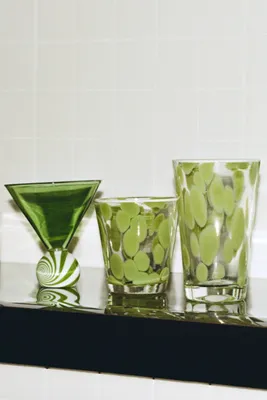 Mintie Stemless Martini Glass - Green, Borosilicate Glass by Anthropologie, alternate view
