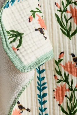 Mira Floral Printed Throw Blanket - Cotton, Sherpa product