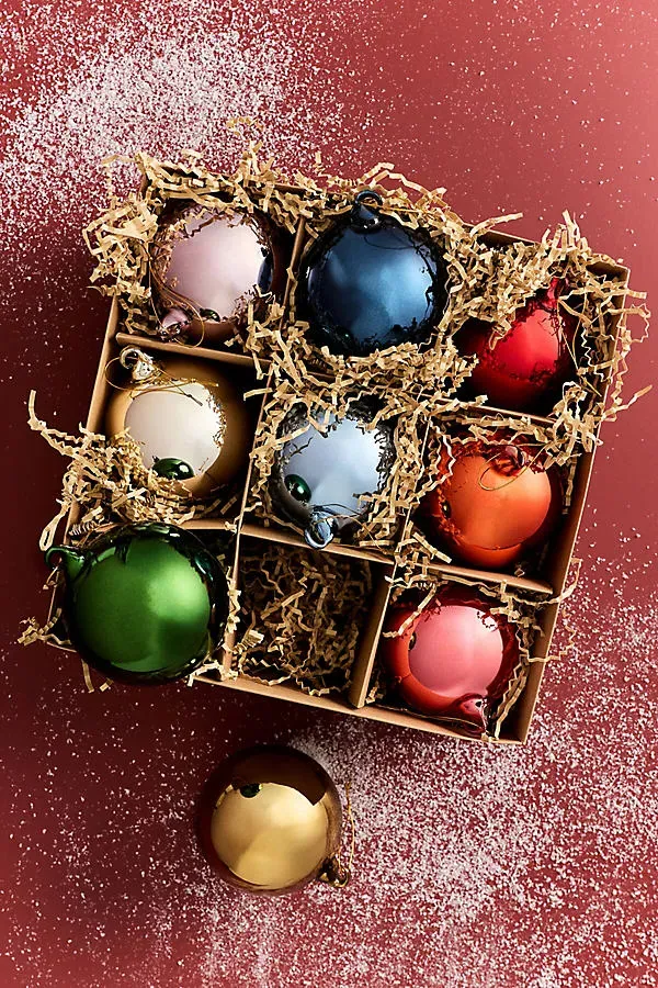 Mirrored Bauble Ornaments - Green, Glass by Anthropologie