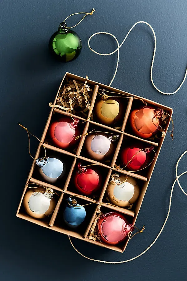 Mirrored Bauble Ornaments - White, Glass by Anthropologie