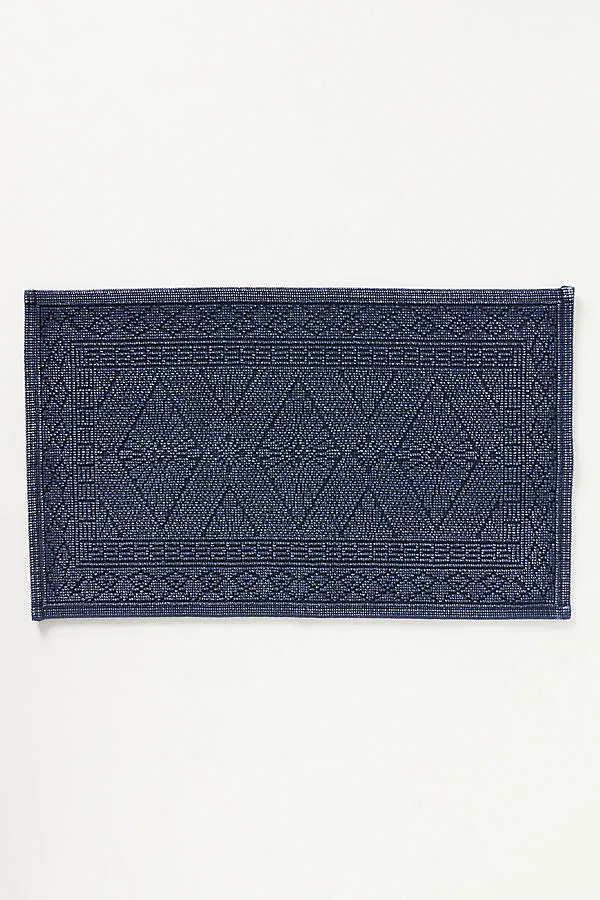 Misona Small Bath Mat - Blue, Stonewashed Cotton by Anthropologie