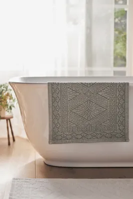 Misona Small Bath Mat - Green, Stonewashed Cotton by Anthropologie, alternate view