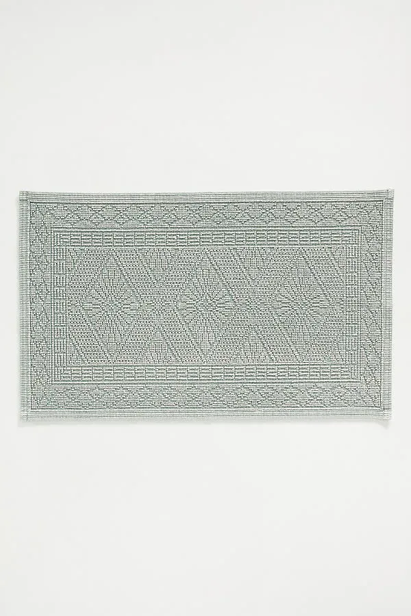 Misona Small Bath Mat - Green, Stonewashed Cotton by Anthropologie