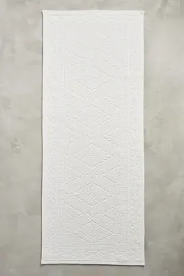 Misona Small Bath Mat - White, Stonewashed Cotton by Anthropologie, alternate view