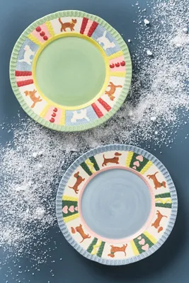 Mitten Collection Dessert Plate - Blue, Stoneware by Anthropologie, alternate view