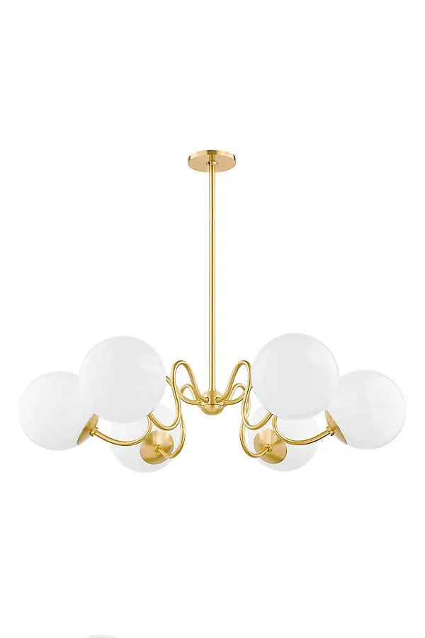 Mitzi Havana 6-Light Chandelier - Aged Brass, Opal Glass by Anthropologie