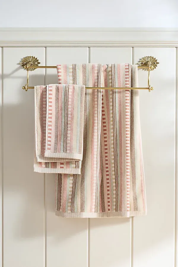 Mixed Stripe Woven Towel Collection - Beige, Cotton by Anthropologie