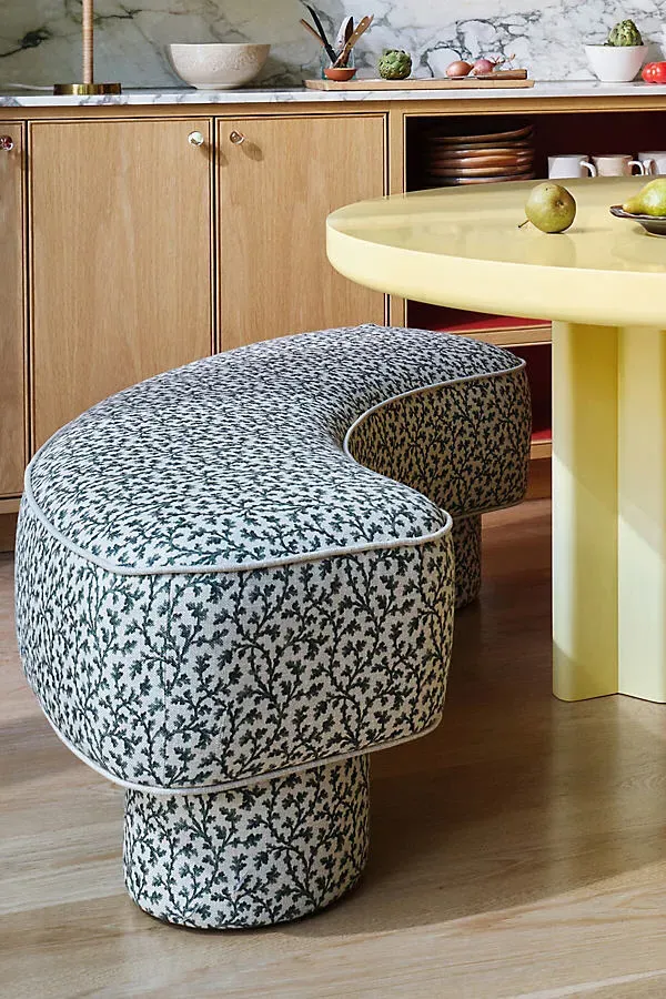 Modella Curved Bench - Green, Polyester by Anthropologie