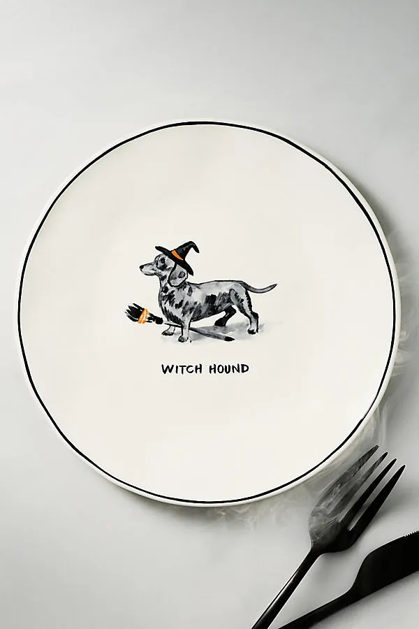 Molly Hatch Halloween Dog Dessert Plate - Black, Stoneware product