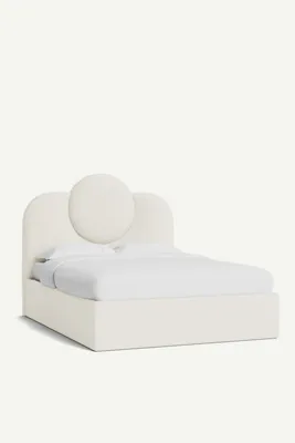 Mona Linen Queen Size Bed - Ivory, Polyester/Linen product