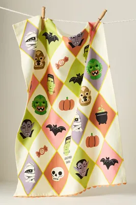 Monster Mash Dish Towel - Yellow, Cotton product
