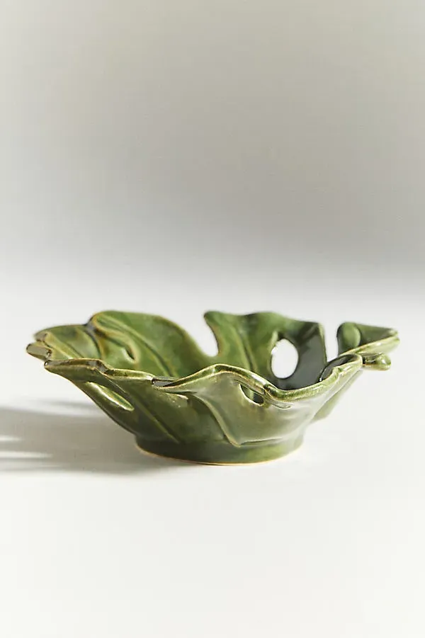 Monstera Trinket - Green, Stoneware product