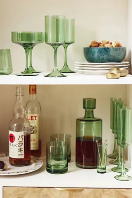 Morgan Stemless Wine Glasses Set of 2 - Green, Borosilicate Glass product
