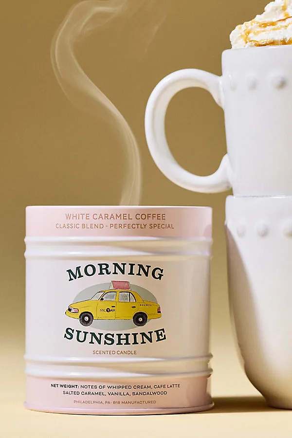 Morning Sunshine White Caramel Coffee Tinned Candle - Pink by Anthropologie