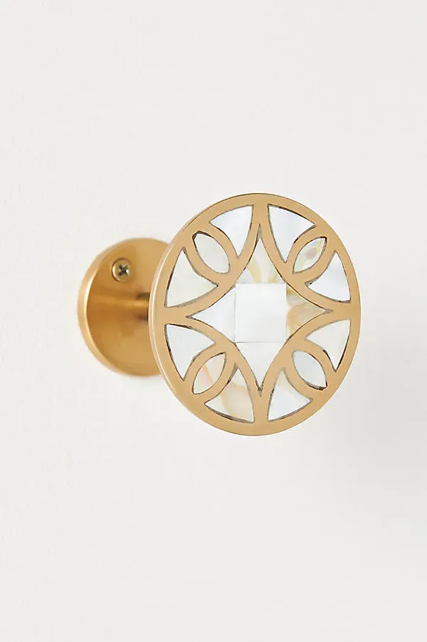 Mother-of-Pearl Curtain Tieback - Brass product