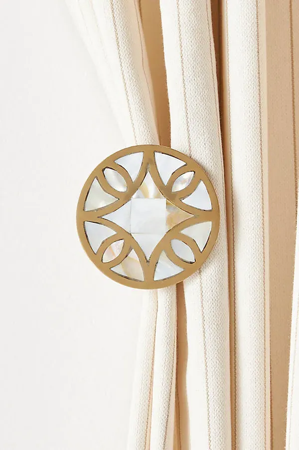 Mother-of-Pearl Curtain Tieback - Gold, Brass product